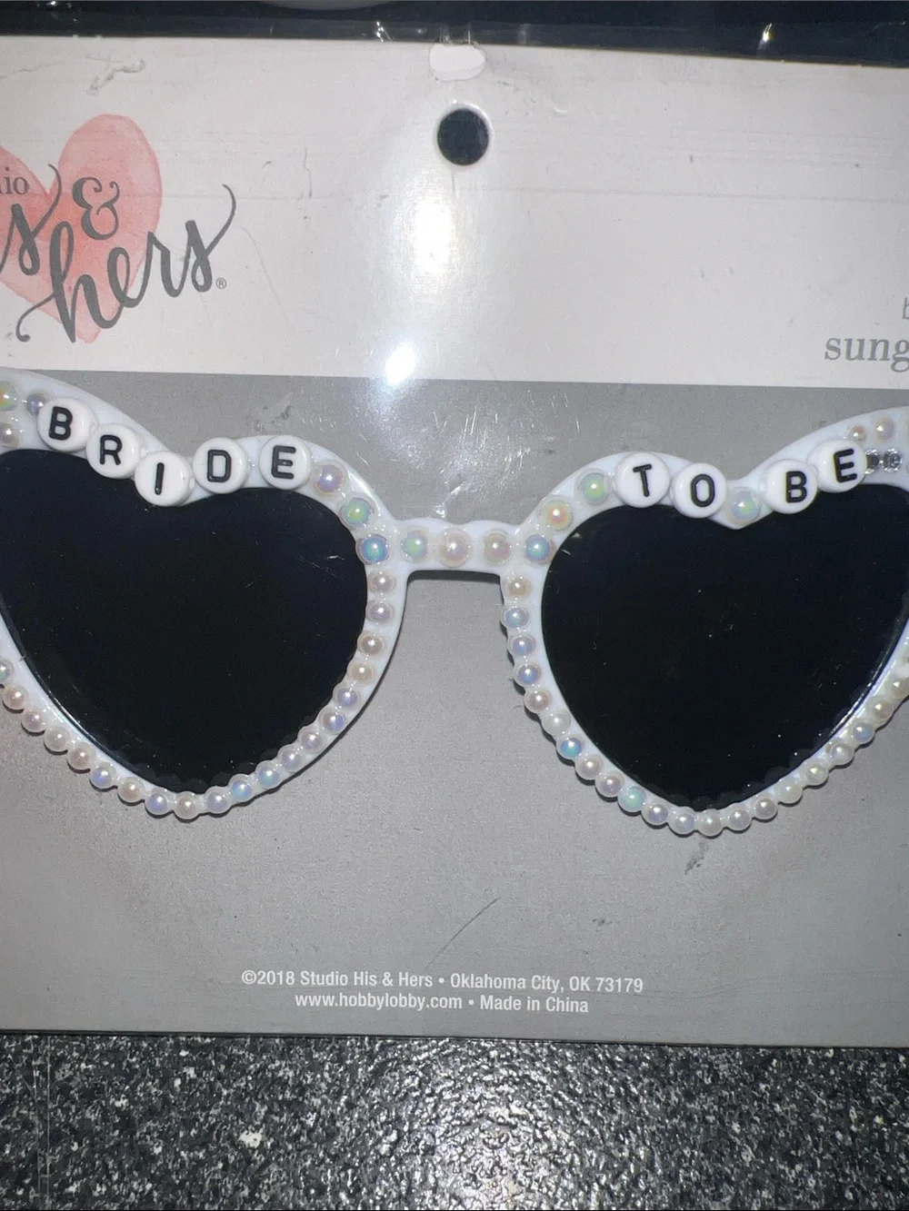 Studio His & Hers Bride-to-Be Heart Sunglasses in White